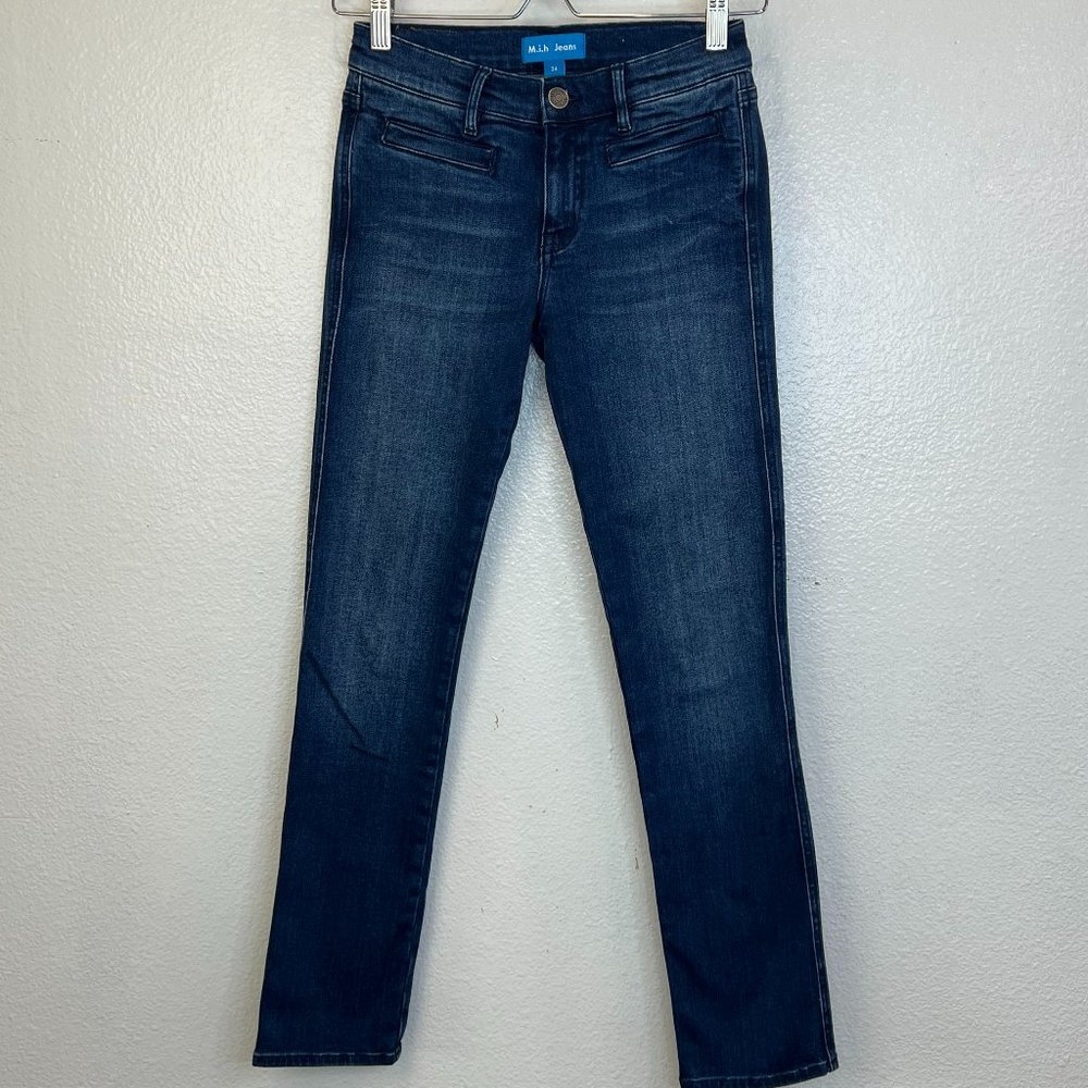 MiH Jeans Paris Mid Rise Cropped Slim Leg Jeans Size 24 ‎ In Dip Blue